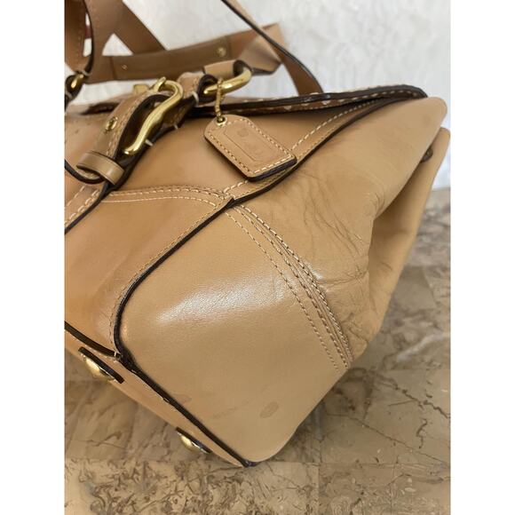 Coach Hampton Flap stitched tan Bag 11546 Satchel/Carryall - Picture 7 of 9